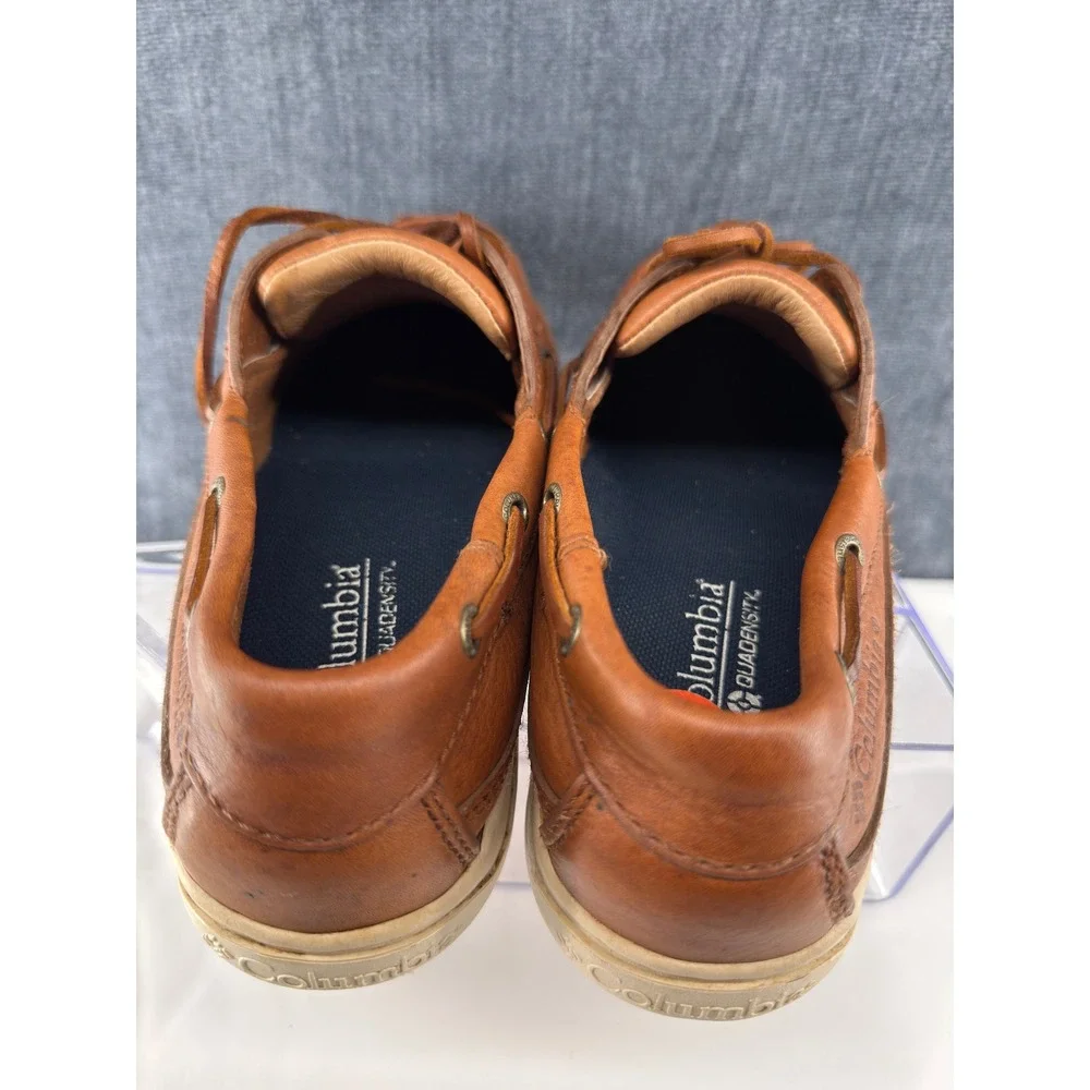 Columbia Barataria Bay Boat Shoes Mens 9.5 Brown Leather BM2038-255 Nautical